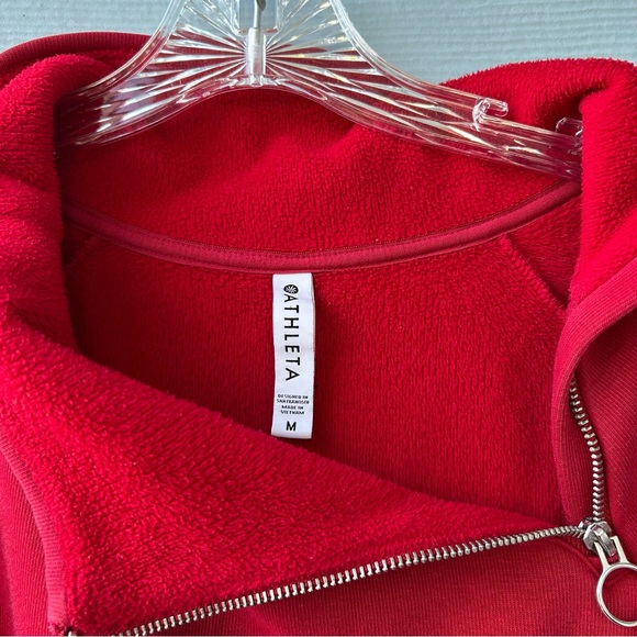 Athleta Cozy Karma Asym Sweatshirt Dress Red Mock Neck Zippered Pullover - Picture 5 of 11